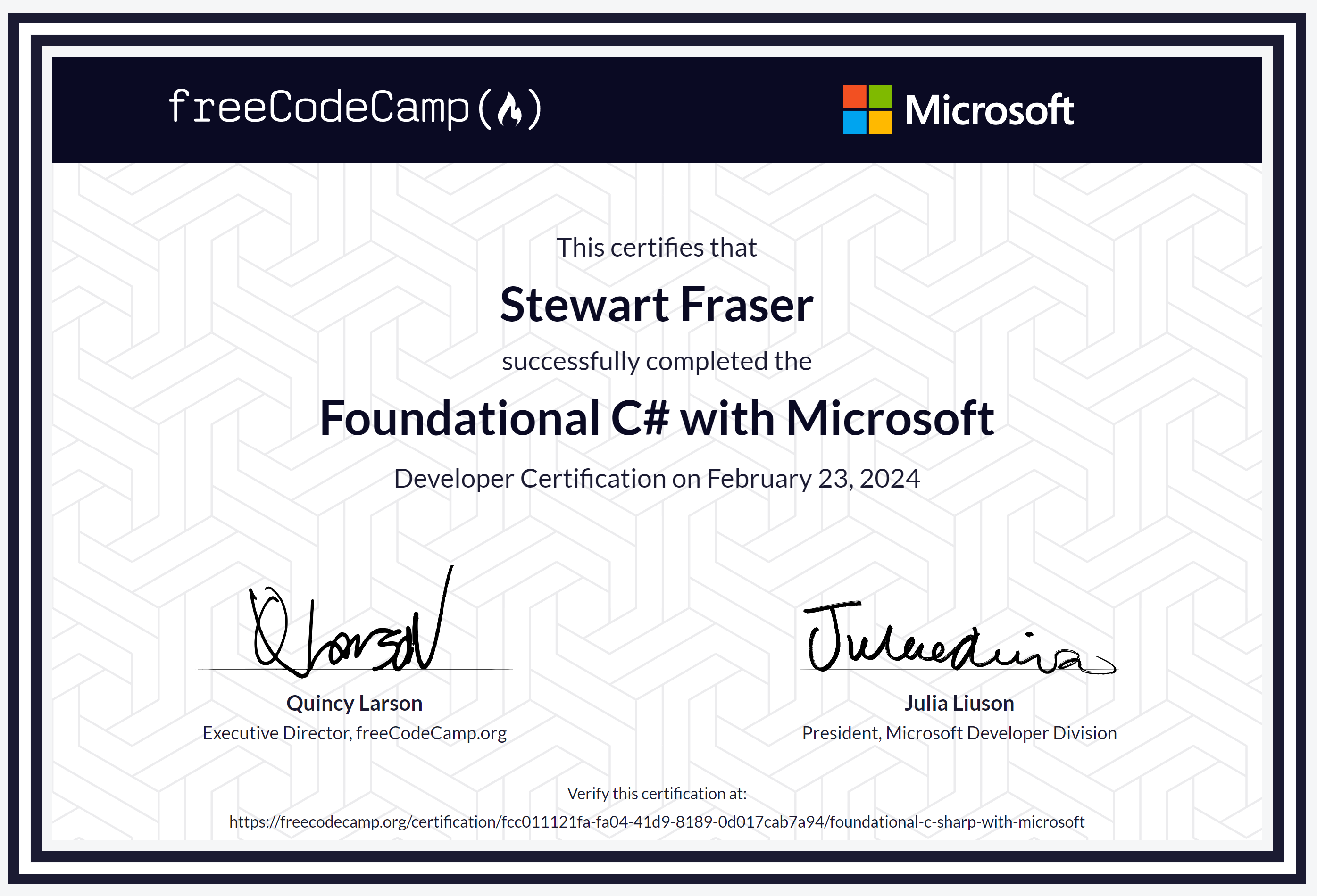 C# Microscoft and FCC certificate